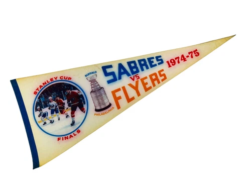 PHILADELPHIA FLYERS BUFFALO SABRES VINTAGE 1974-75 STANLEY CUP FINALS PENNANT Cover