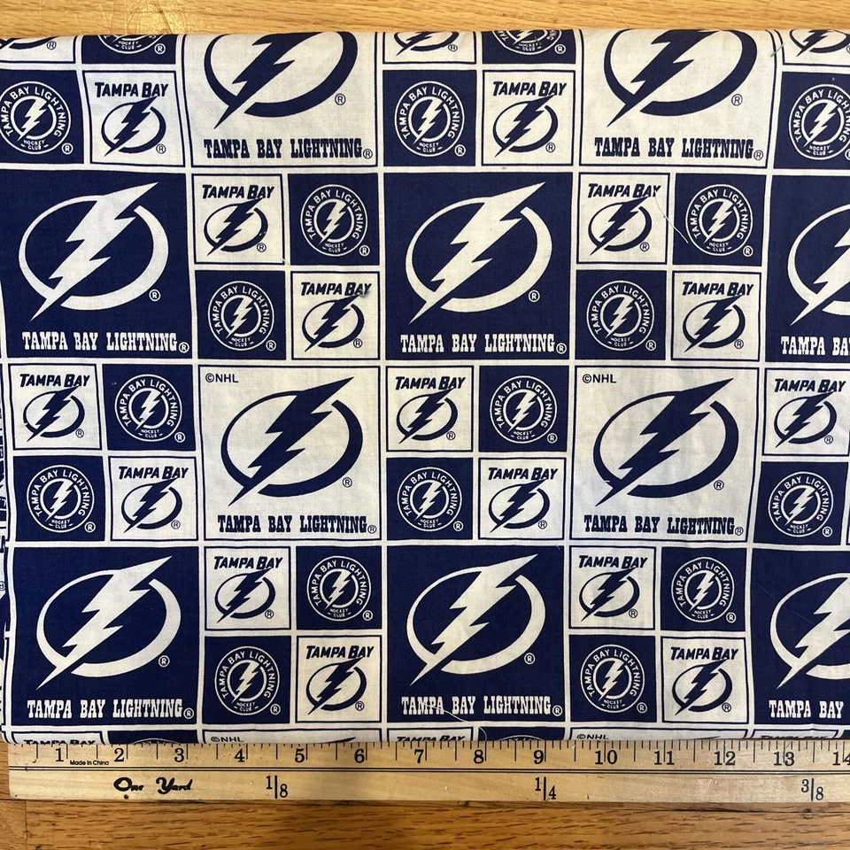 Tampa Bay Lightening NHL Cotton Fabric. 1 Yard Plus 30” Piece. Free Ship.  - Image 1 of 1