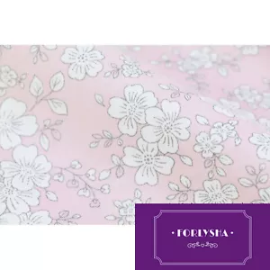 Floral Cotton Fabric White flowers on Pink 160cm Wide for Bedding / Dress / Mask - Picture 1 of 8