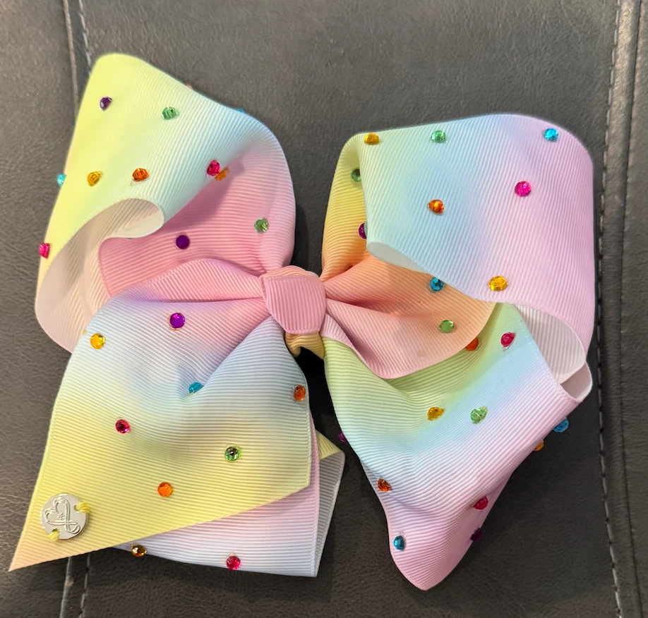 Arco de pelo JoJo Siwa grande alegre arco iris aclarador 8" RARO Foto 1 de 1