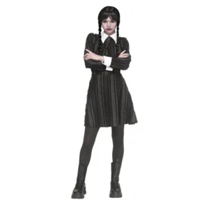 Creepy Coed Wednesday Addams inspiriertes Kostüm für Erwachsene Größe Large 12-14 - Bild 1 von 6