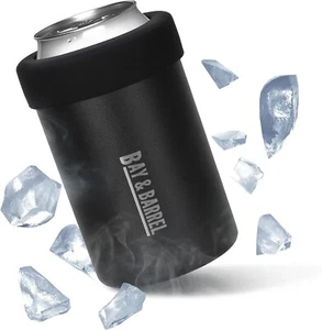 Schwarz Koozie Stubby Bier Getränk Dosen Halter Kühler Edelstahl Bay Fass Neu im Karton - Bild 1 von 9