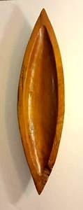 Large Canoe Shaped Wood Bowl Centerpiece Handcarved Artisan Rustic 23.5"L - Picture 1 of 19