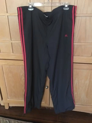 Adidas Women's Mesh Lined Track Pants Dark Gray Pink 3 Stripe L EUC    Foto 1 de 4