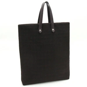 Hermes Handbag Amedaba GM Dark Brown Canvas Leather Used Tote Bag Ladies Men's - Picture 1 of 9
