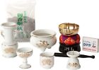 Japanese Buddhist Altar Set White Porcelain Singing Bowl Vase Candle Holder