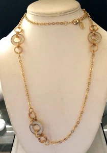 NG2882 DESIGNER INSPIRED GOLD TONE ENAMEL ROUND METAL NECKLACE - Picture 1 of 1