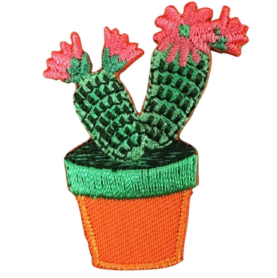 Cactus Applique Patch - Pink Flowers 1.75" (Iron on) - Image 1 of 1