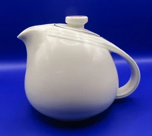 vintage ART DECO Hall China ceramic Sani-Grid teapot ROSE WHITE c.1930s - Picture 1 of 7
