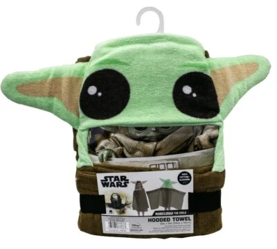 Toalla de baño Star Wars Mandalorian Disney Baby Yoda marrón verde con capucha 22x51 pulgadas Foto 1 de 4