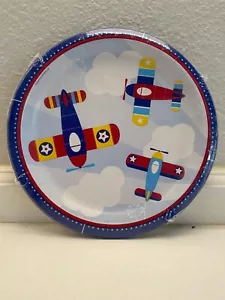 Lil' Flyer Airplane Birthday Party 9" Dinner Plates 8 count - Picture 1 of 2