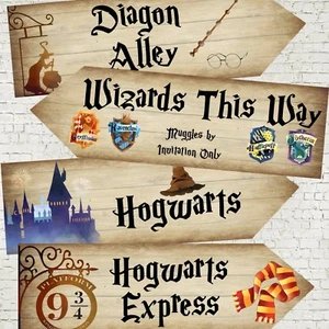 4 Large Harry Potter Hogwarts Wizards Party Decoration Arrow Signs - 42cm  - Picture 1 of 2