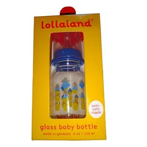 Lollaland Glass Baby Bottle Blue Baby Chicks Made in Germany NIB 4 oz - Picture 1 of 7