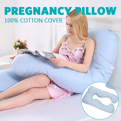 Maternity Pillow Pregnancy Breastfeeding Nursing Body Support Sleeping Blue • 30.59$