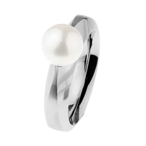 Serious Design Ring R503 Stainless Steel with Pearl 8 mm White - Picture 1 of 3