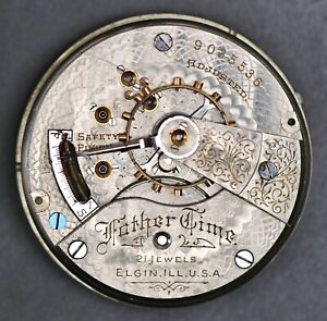 As-Is for Parts Father Time Elgin 252 Model 7 Class 65 21J Pocket Watch Movement