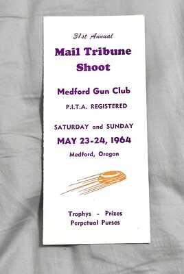 31st Mail Tribune 1964 Programa de Torneo de Tiro de Trampas Medford Oregon Foto 1 de 3