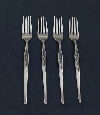 SEARS ROSA SUAVE (tradición) 4 tenedores de cena de acero inoxidable, ¡brillante y brillante!, LoteBb1 Foto 1 de 2
