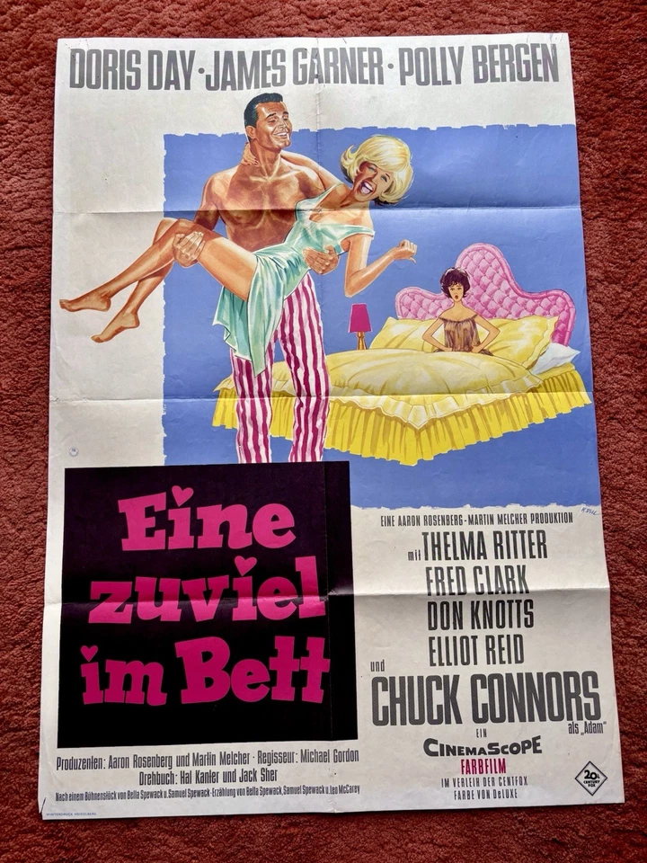 Eine zuviel im Bett Kinoplakat Poster A1, EA 1963, Doris Day, James Garner - Bild 1 von 1
