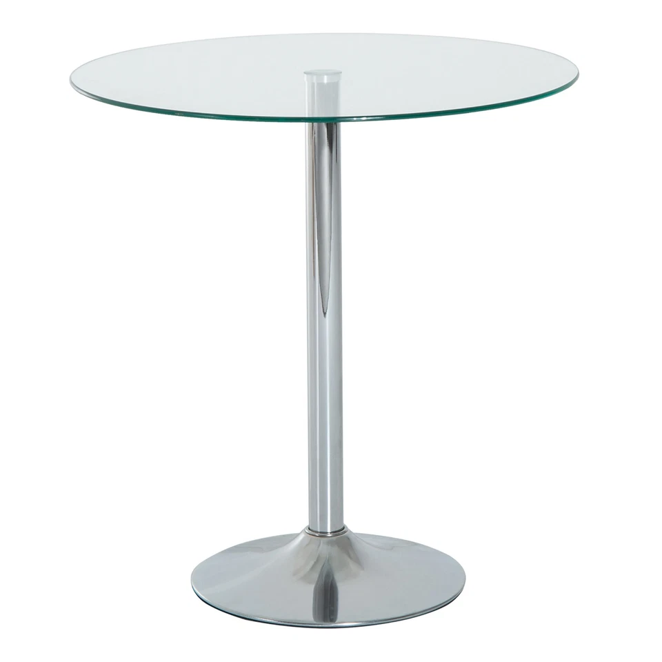 Homcom Round Bar Table Pub Cocktail Counter Chrome Finish Decor