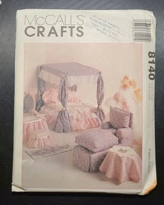 Vtg 90's McCall's 8140 Barbie 11.5" Doll Furniture Canopy Bed Sewing Pattern U/C - Picture 1 of 2