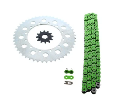 Kawasaki 1995-06 KDX200 / 97-05 KDX220 Green Chain & Sprocket Silver 12/48 110L - Image 1 of 4