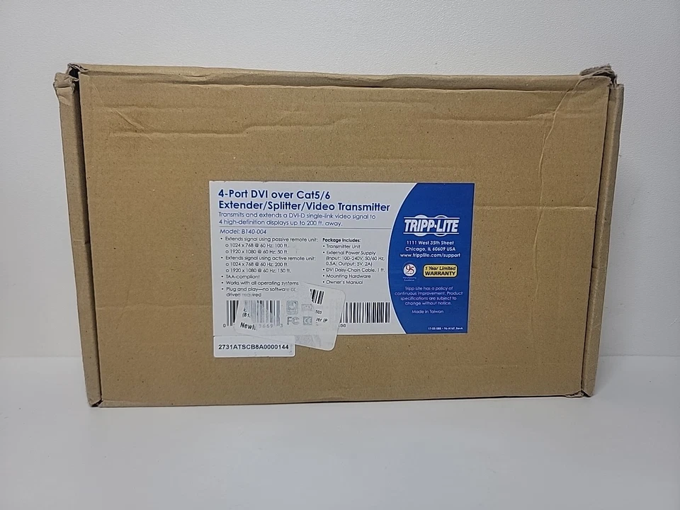 Tripp Lite 4-Port DVI over Cat5 Cat6 Extender Split Video Transmitter B140-004 - Image 1 of 1