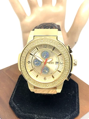 Мужские кварцевые часы JBW JB-6101L-E саксонский бриллиант золото коричневый кожаный ремешок 48 мм - Изображение 1 из 4