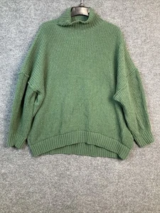 Aerie Womens Size Large Green Mock Turtleneck Drop Sleeve Oversized Sweater - Picture 1 of 4