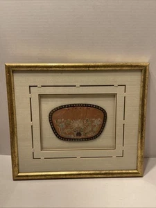 Vintage Wood Framed Silk Antique Embroidery Scenery Asian Doilie W/bird - Picture 1 of 7