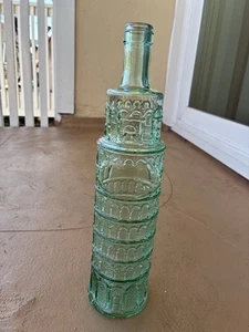 Leaning Tower of Pisa Green Glass Bottle 13” Made in Italy Vintage Decor - Picture 1 of 18