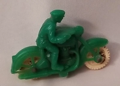 Винтажная полицейская мотоциклетная игрушка «КАШТАНОВАЯ РЕЗИНА» 1950-е 4 дюйма x 2,5 дюйма - Изображение 1 из 4