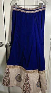 Traditional Indian Long Skirt Blue Gold Beaded Size M See Measurements Zip Close - Picture 1 of 8