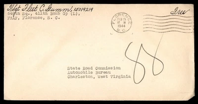 Mayfairstamps US 1944 648th Sq 411th Bomb Gp Florence to WVA Cover aau_80137 - Image 1 of 2