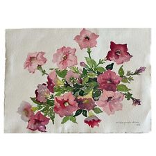 1952 Petunias Floral Watercolor Painting Hildegarde Horn Elmhurst, IL 