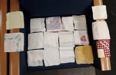 Vintage Lot 17 Yellow, White Hankies Hand Machine Embroidery Lace Handkerchiefs - Image 1 of 4