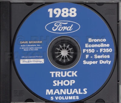 1988 Ford Camion Negozio Manuale 6 Libro Set Su CD F150 F250 F350 BRONCO Furgone - Immagine 1 di 3