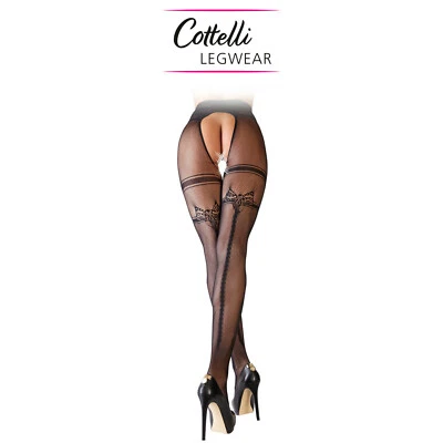 Cottelli Collection Legwear Sexy Decorative Suspender Tights Clotchless Collant - Bild 1 von 4