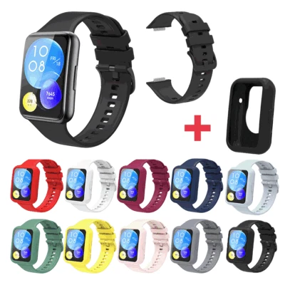Correa de muñeca de repuesto de silicona para Huawei Watch Fit 2 + funda de reloj