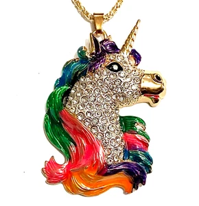 RAINBOW UNICORN HEAD CRYSTAL PENDANT 60mm BETSEY JOHNSON "NEW" AUZ SELLER B53 - Picture 1 of 4