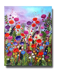 Original Floral Painting "Garden of Dreams" 20" x 16" box canvas by Judith Rowe - Picture 1 of 3