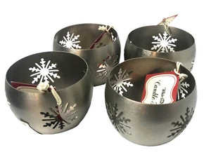 4x Candelabros votivos pequeños de copo de nieve cromados White Barn Bath & Body Works - Imagen 1 de 3