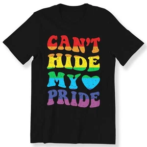 LGBT Men's Ladies T-shirt Can't Hide My Pride LGBT Gay Pride T-shirt 100% Cotton - Picture 1 of 15