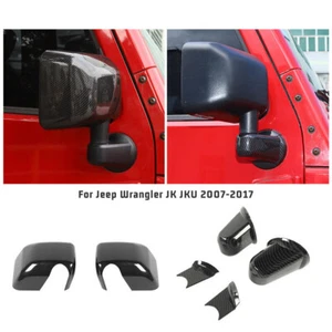 6PCS Fibra de carbono ABS Espejo retrovisor Cubierta Trim para 2007-2017 Jeep Wrangler JK - Imagen 1 de 12