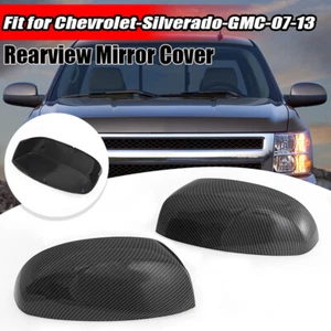 Carbon Fiber Mirror Cover Cap For Chevrolet Silverado GMC Sierra Yukon 2007-2013 - Foto 1 di 9