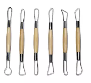 6 X en Bois Double Extrémité Ruban 15.2cm Poterie Fimo Sculpey Céramique Outils - Imagen 1 de 1
