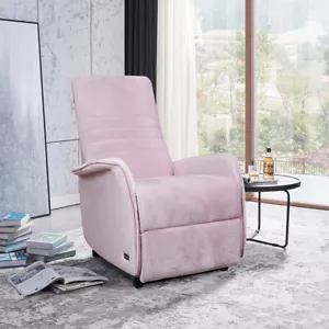Velvet Recliner Chair Push Back Armchair Soft Padded Lounge Chaise Pink - Picture 1 of 11