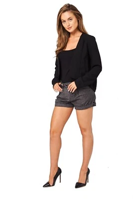 Ladies Grey Authentic Herringbone Shorts Hot Pant Womens Summer Shorts (8) BNWT - Image 1 of 4