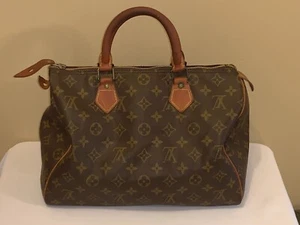 VINTAGE LOUIS VUITTON MONOGRAM HANDBAG 2 HANDLES GENTLY USED 12" X 9" - Picture 1 of 7