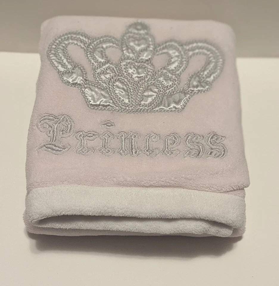 Blankets and Beyond Pink White Princess Crown Baby Girl Fleece Blanket EUC - Image 1 of 4